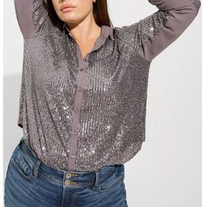 Torrid Madison Sequin Button-Up Blouse